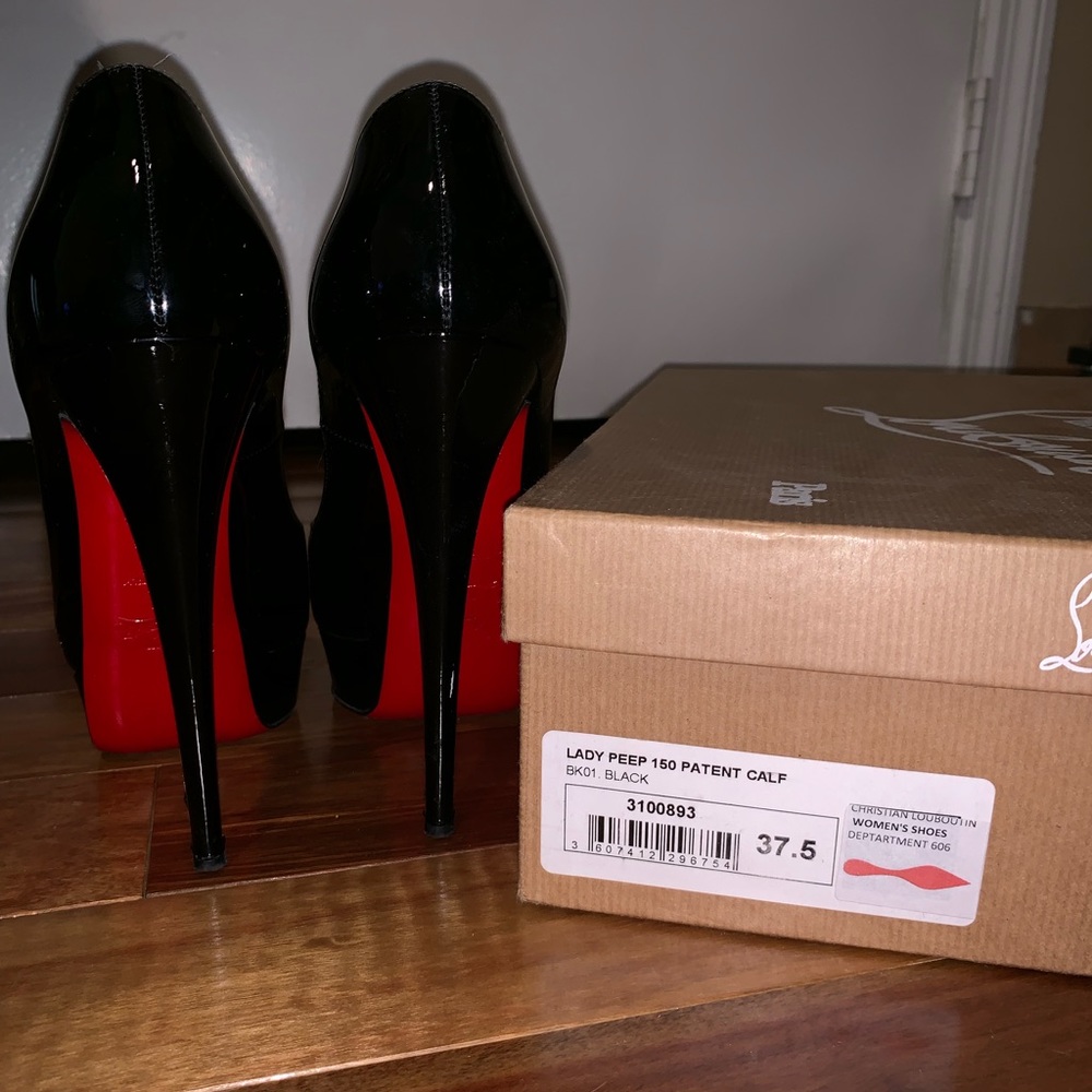 Christian Louboutin Black LadyPeep Heels Size 37.5